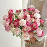 Deep Pink Nordic Rose Artificial Flower Stem – 21 Inch Triple Bloom