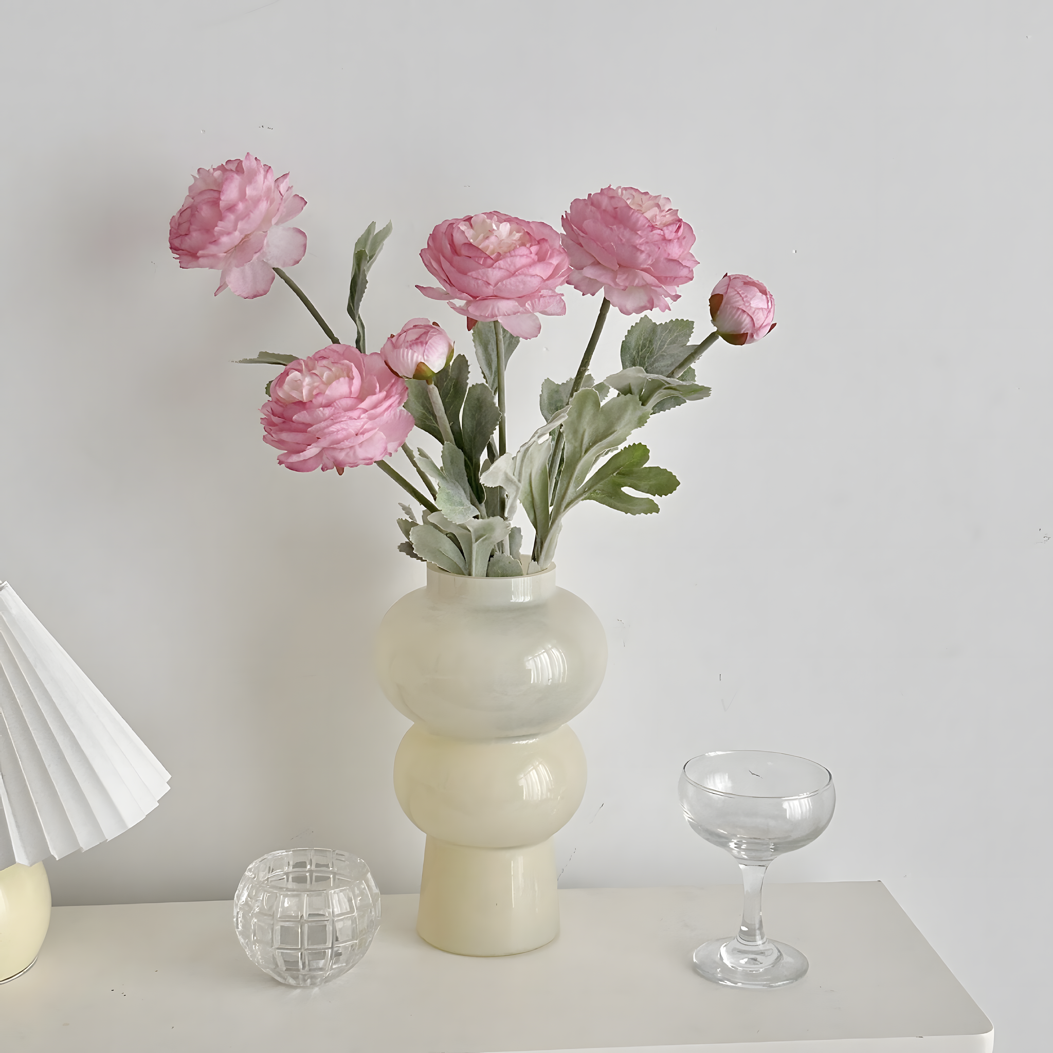 Light Pink Nordic Rose Artificial Flower Stem – 21 Inch Triple Bloom