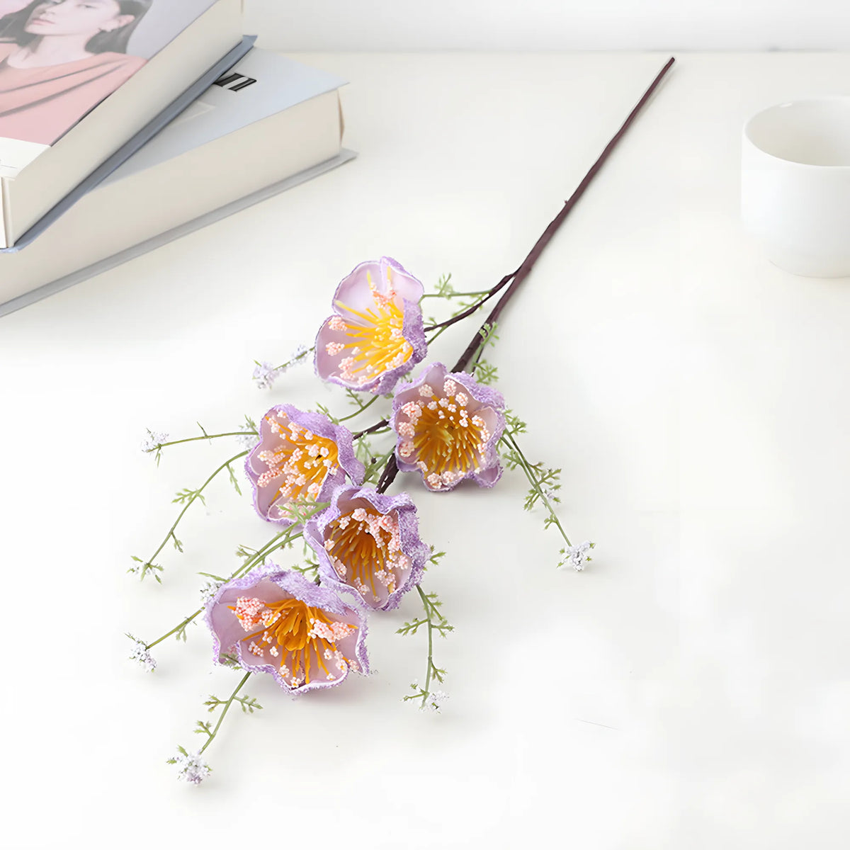 Purple Azalea Artificial Flower Stem – 63cm (25 Inch) with 5 Realistic Blooms