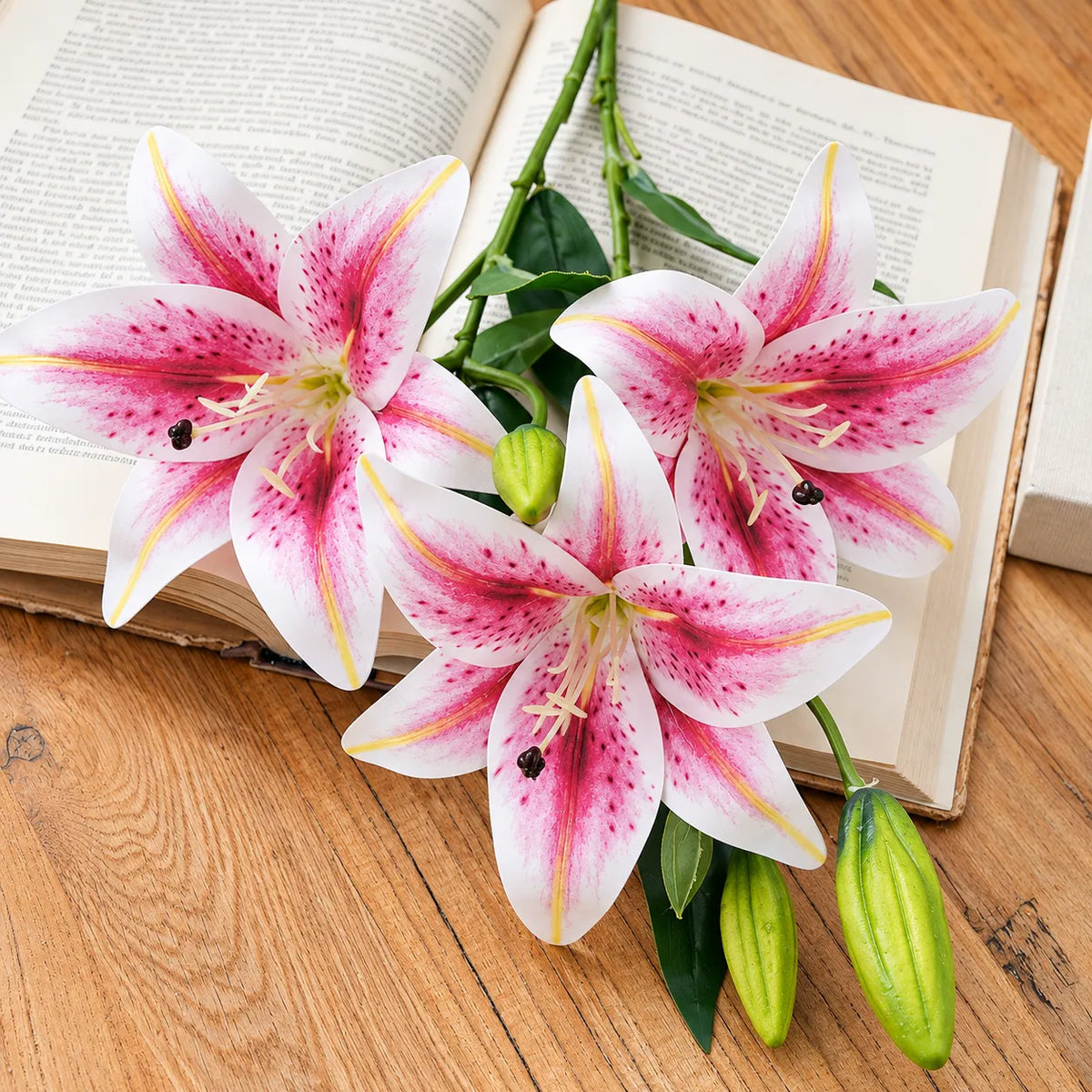 Light Pink Aurelia Lily Artificial Flower Stem – 78cm (30 Inch) with 3 Blooms