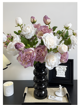 White European Vintage Rose Artificial Flower Stem – 21 Inch Triple Bloom