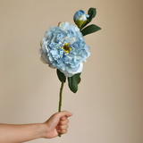 Blue Retro Peony Artificial Flower Stem – 50cm Premium Decorative Flower