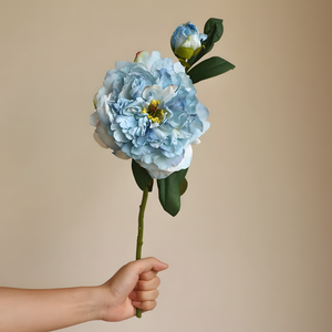 Blue Retro Peony Artificial Flower Stem – 50cm Premium Decorative Flower