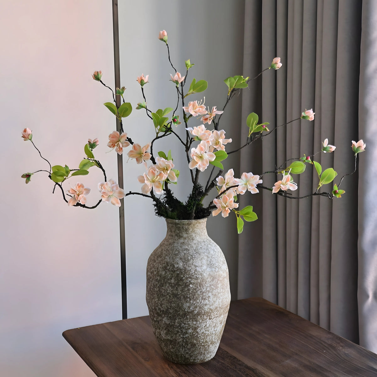 Peach Spring Branch Artificial Flower Stem – 65cm (25 Inch) with 5 Blooms