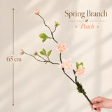 Peach Spring Branch Artificial Flower Stem – 65cm (25 Inch) with 5 Blooms