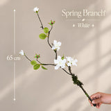 White Spring Branch Artificial Flower Stem – 65cm (25 Inch) with 5 Blooms