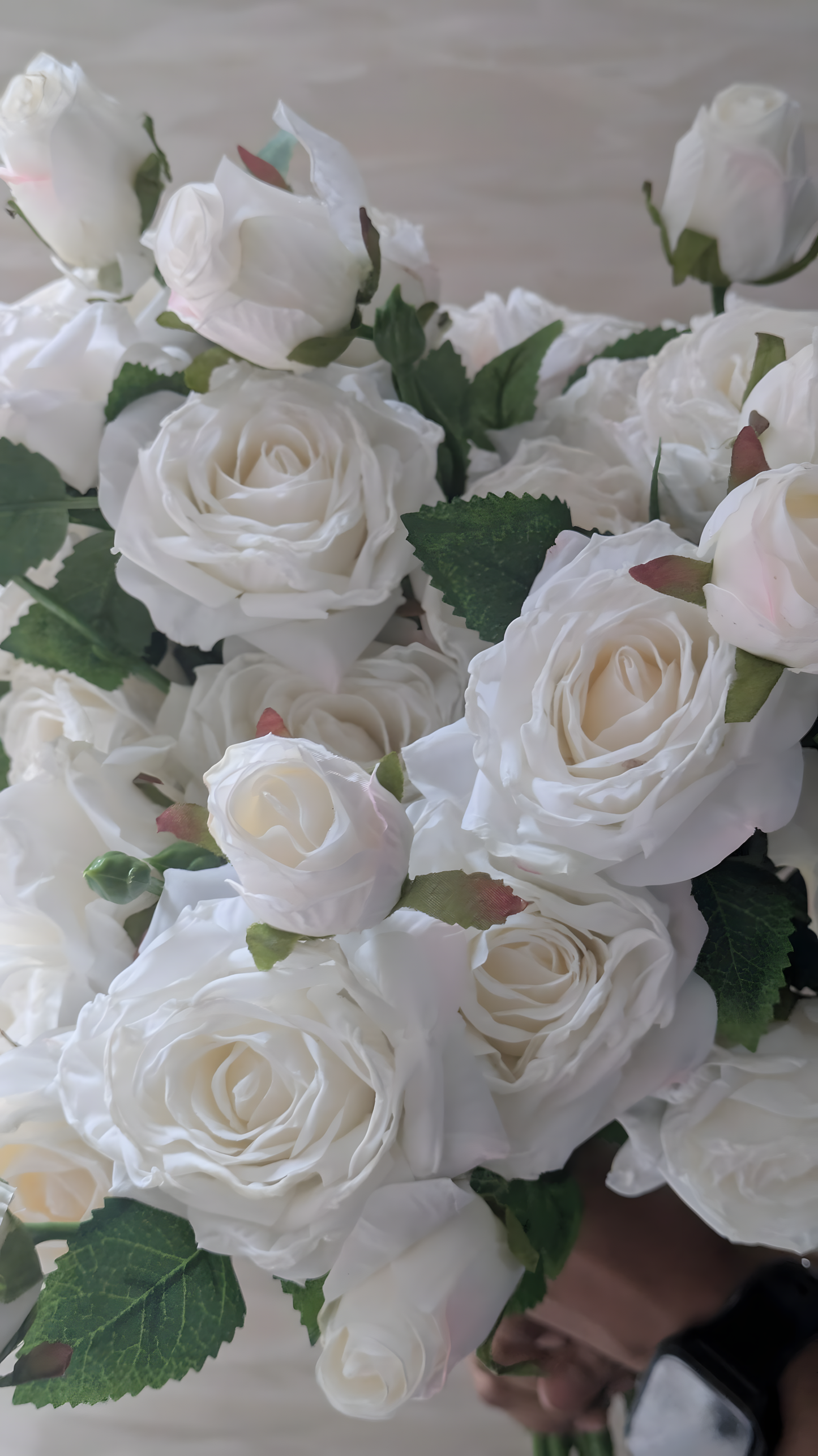 White European Vintage Rose Artificial Flower Stem – 21 Inch Triple Bloom