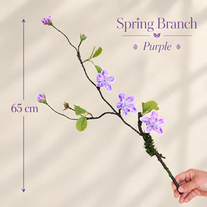 Purple Spring Branch Artificial Flower Stem – 65cm (25 Inch) with 5 Blooms