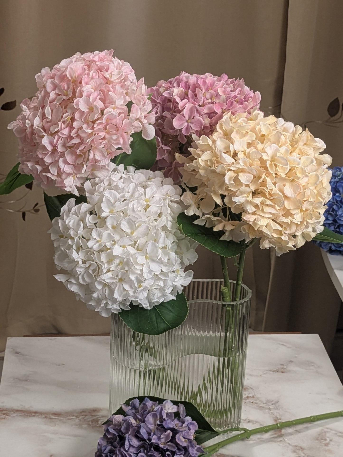 White Premium Imported Hydrangea Artificial Flower Stem – 66cm European Grade