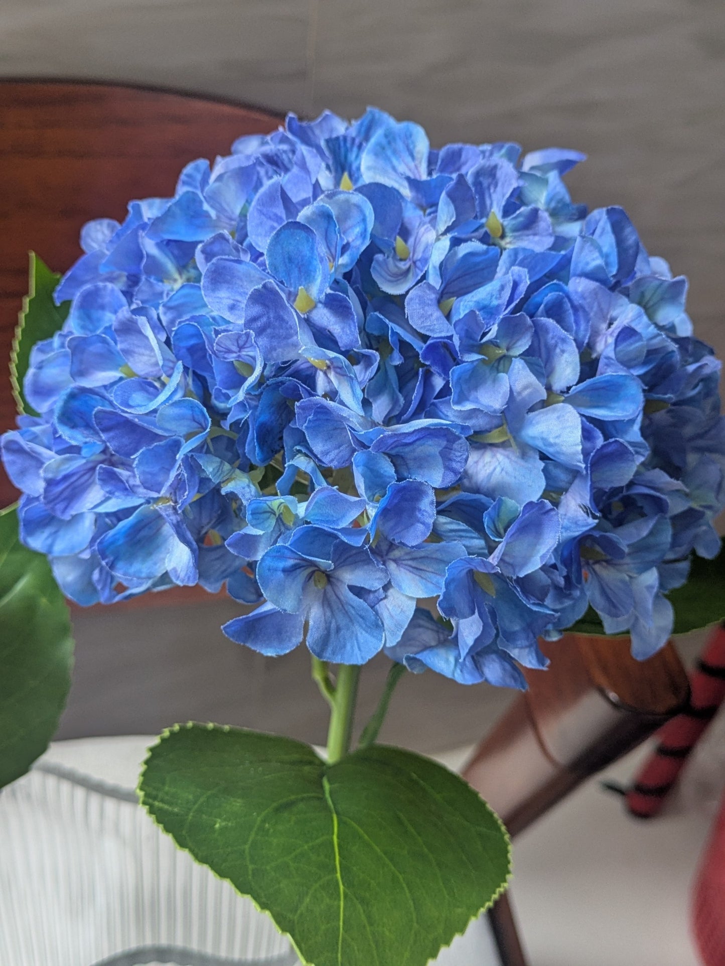 Deep Blue Premium Imported Hydrangea Artificial Flower Stem – 66cm European Grade