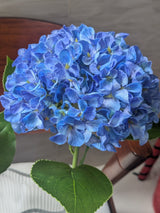 Deep Blue Premium Imported Hydrangea Artificial Flower Stem – 66cm European Grade