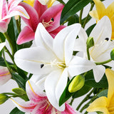 White Aurelia Lily Artificial Flower Stem – 78cm (30 Inch) with 3 Blooms