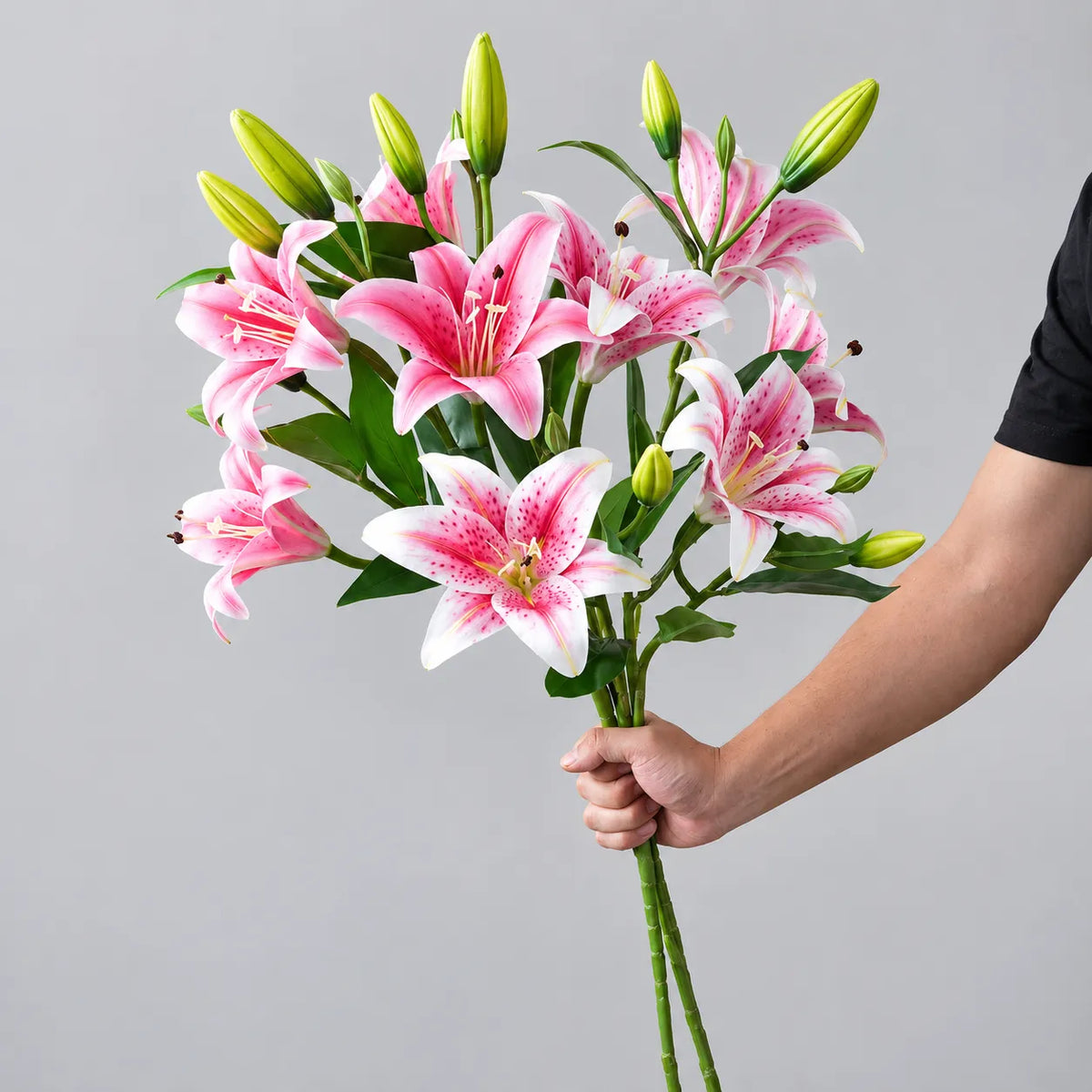 Light Pink Aurelia Lily Artificial Flower Stem – 78cm (30 Inch) with 3 Blooms