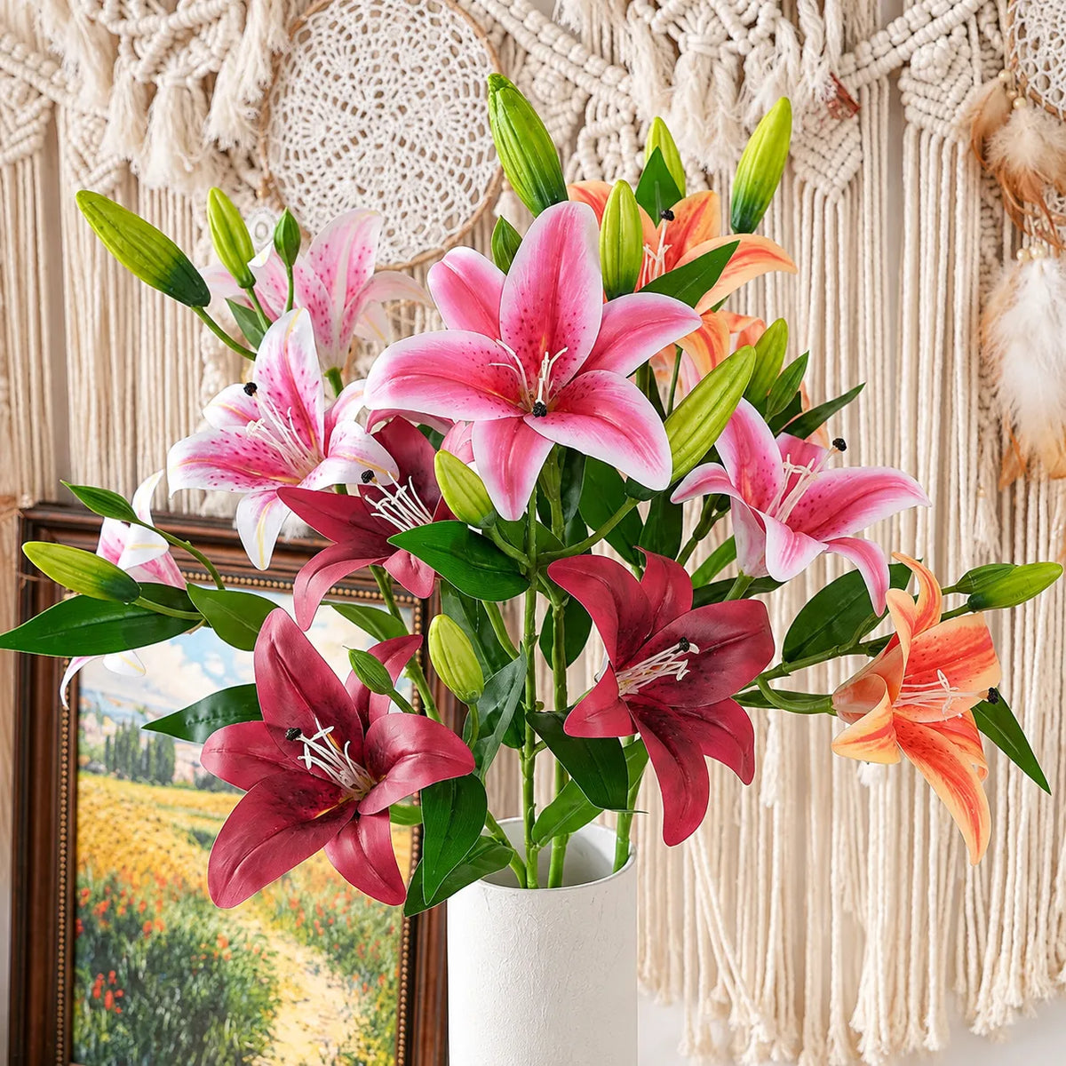 Light Pink Aurelia Lily Artificial Flower Stem – 78cm (30 Inch) with 3 Blooms