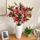 Pink Aurelia Lily Artificial Flower Stem – 78cm (30 Inch) with 3 Blooms