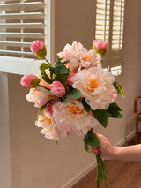 White & Pink Butterfly Peony Artificial Flower Stem – 65cm Dual-Tone Decorative Flower