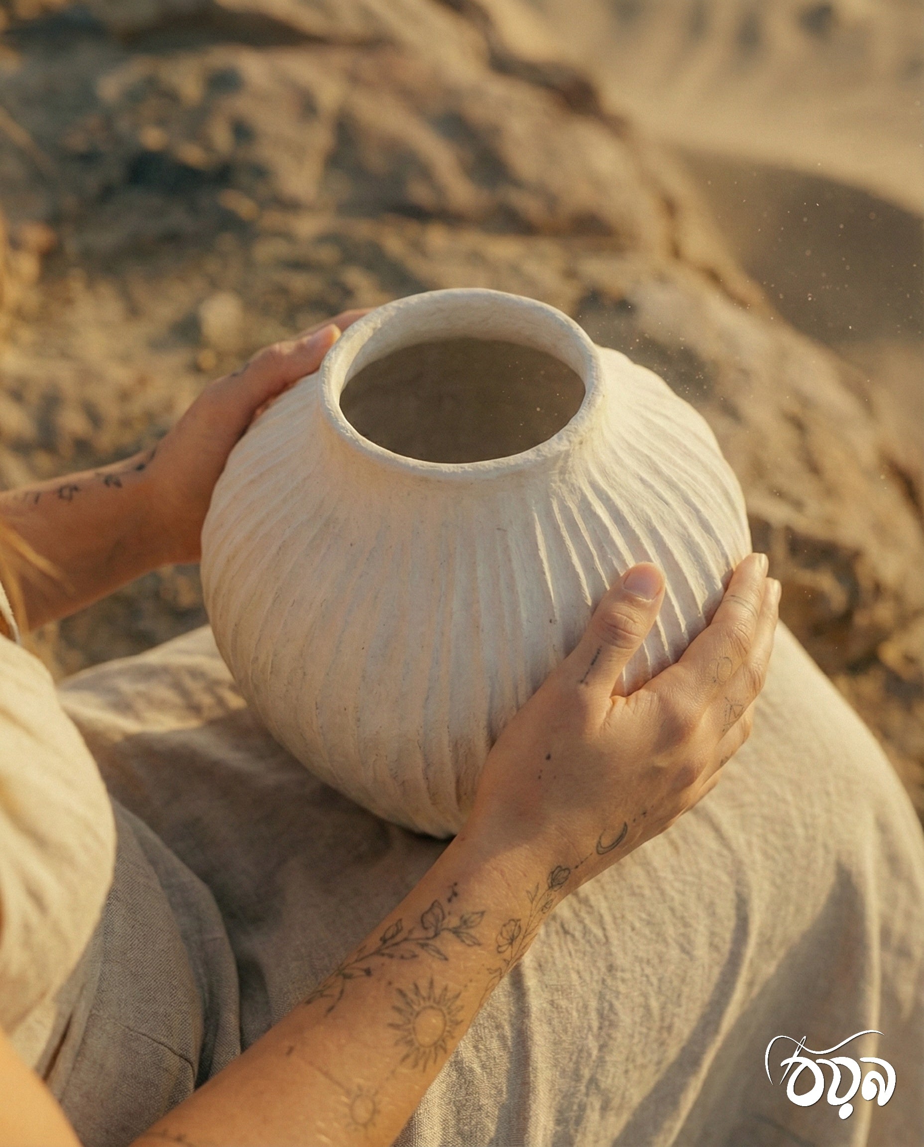 The Ishura Pot – Handcrafted Stone & Fiber Planter | Fireproof & Scratchproof