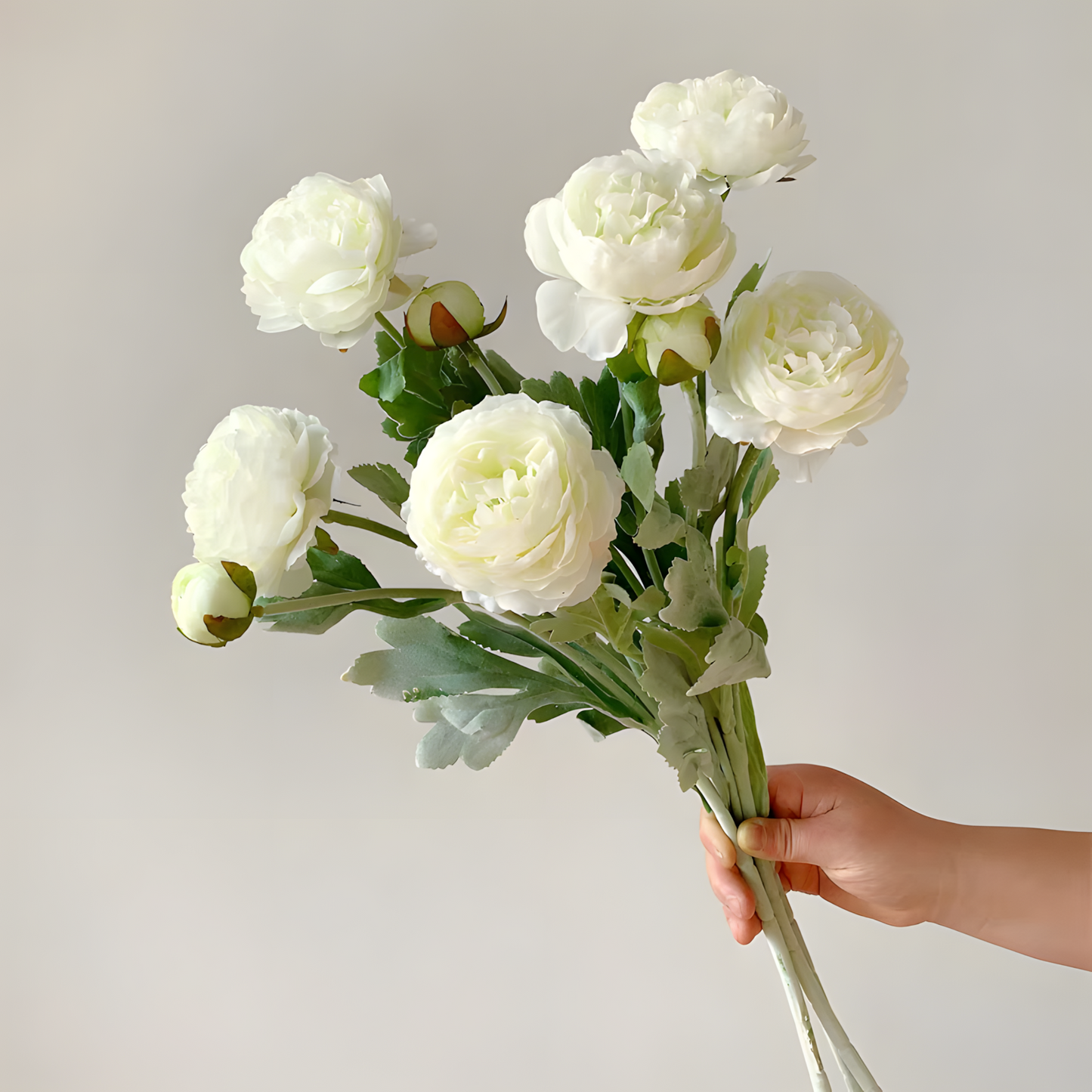 White Nordic Rose Artificial Flower Stem – 21 Inch Triple Bloom