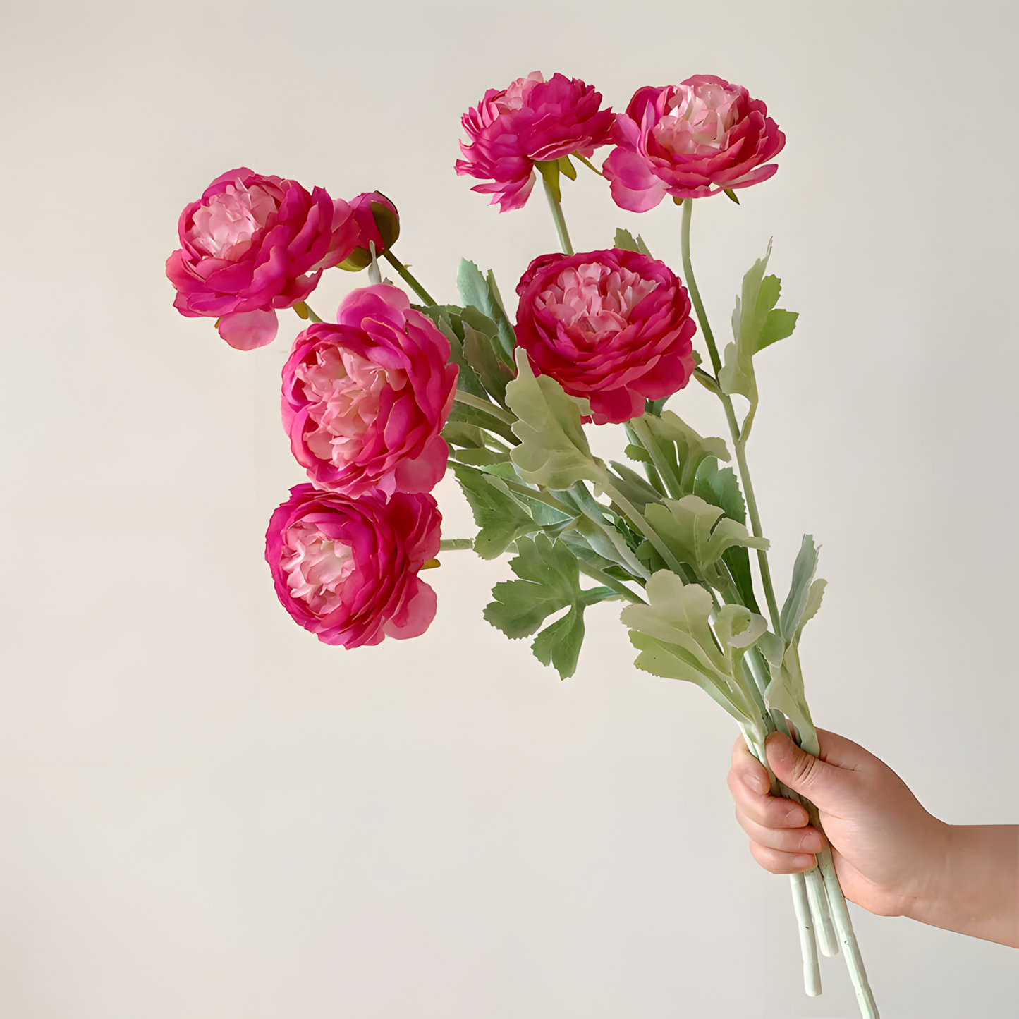 Deep Pink Nordic Rose Artificial Flower Stem – 21 Inch Triple Bloom