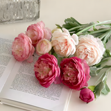White Nordic Rose Artificial Flower Stem – 21 Inch Triple Bloom