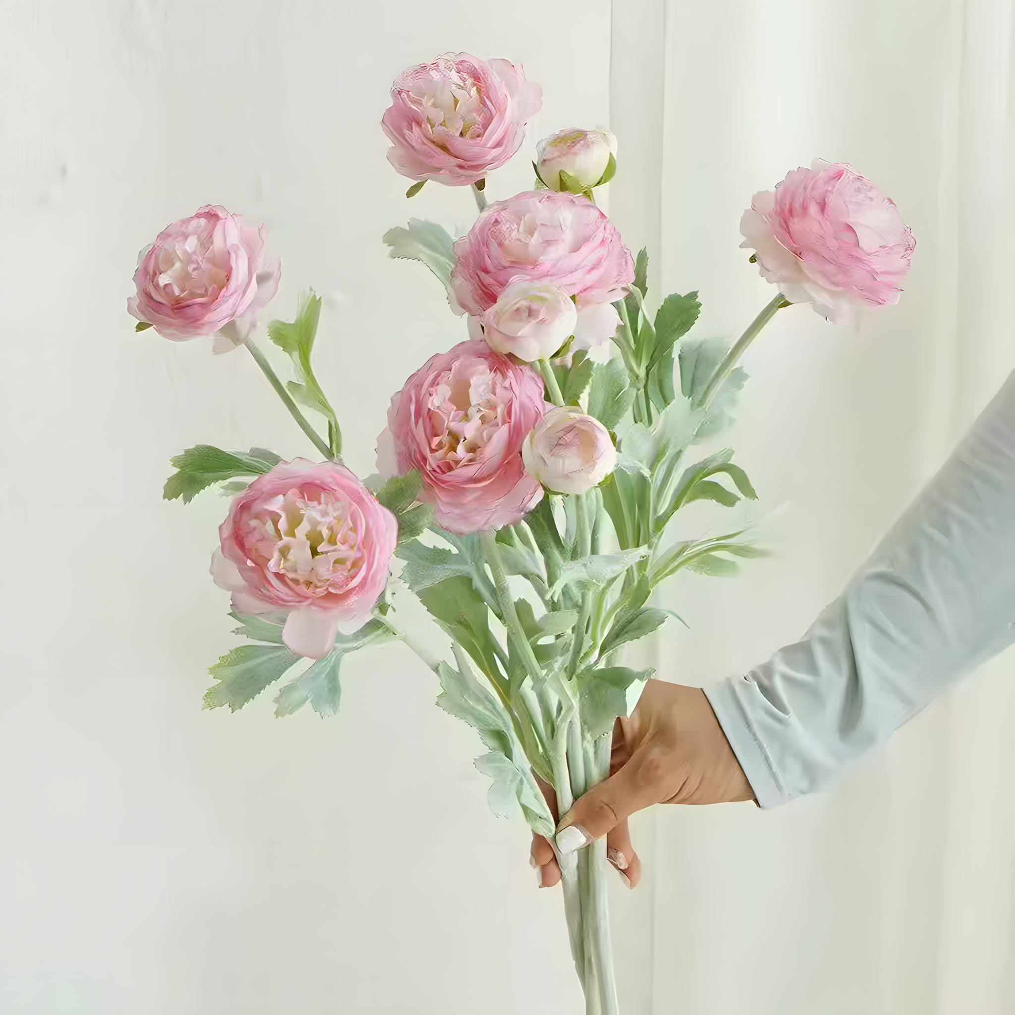 Light Pink Nordic Rose Artificial Flower Stem – 21 Inch Triple Bloom