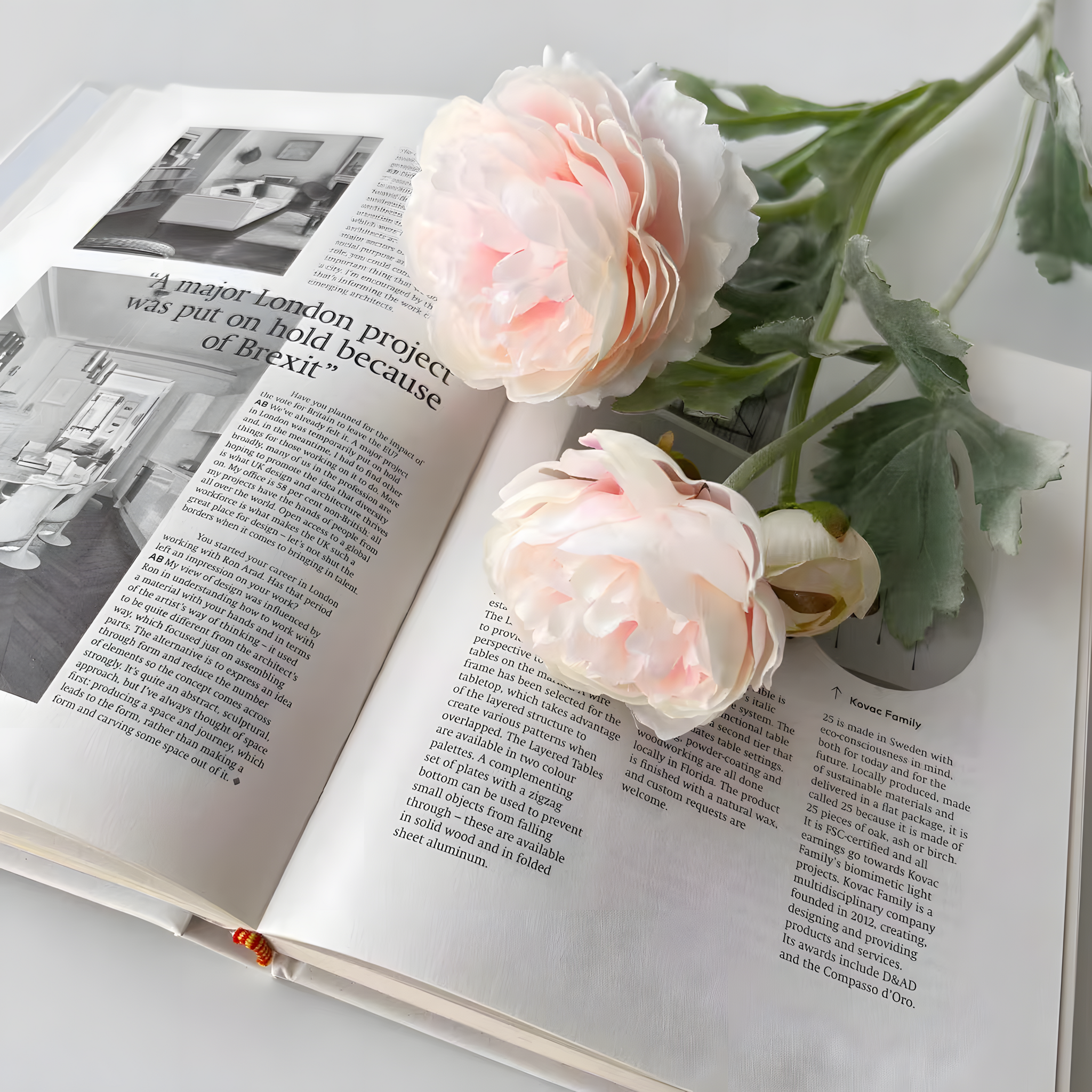 White Nordic Rose Artificial Flower Stem – 21 Inch Triple Bloom