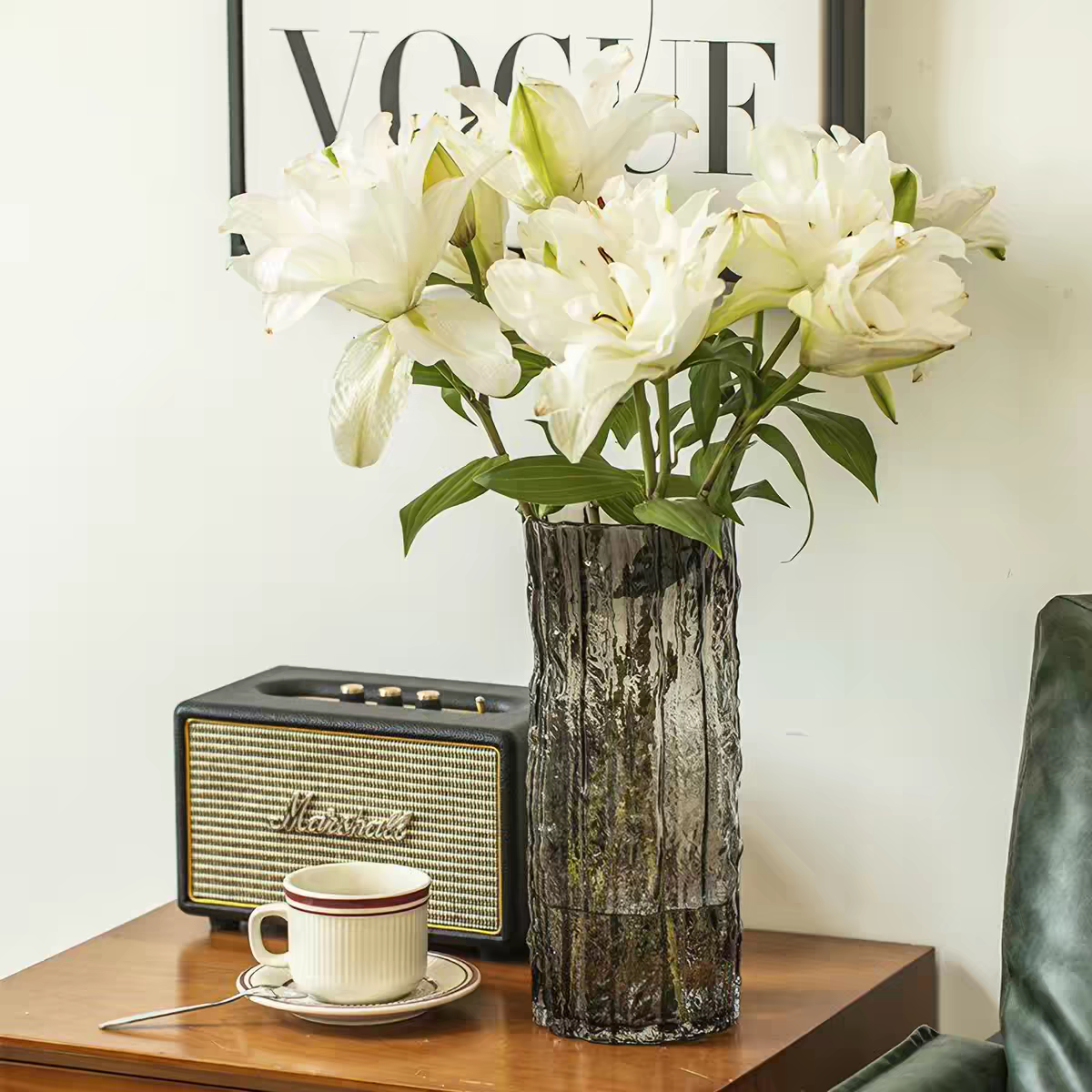 Transparent Black Crystal Glass Vase