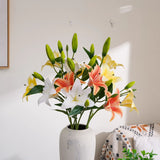 Yellow Aurelia Lily Artificial Flower Stem – 78cm (30 Inch) with 3 Blooms