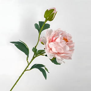 Light Pink Aurora Peony Artificial Flower Stem – 72cm Elegant Bloom with Bud