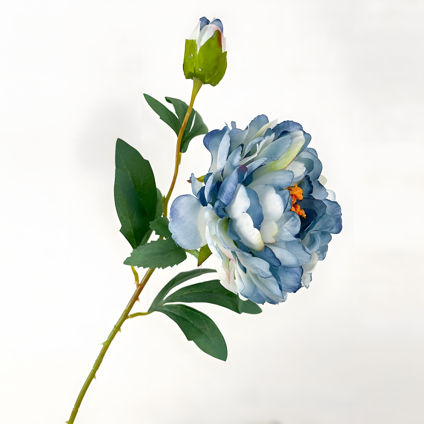 Blue Aurora Peony Artificial Flower Stem – 72cm Decorative Bloom with Bud